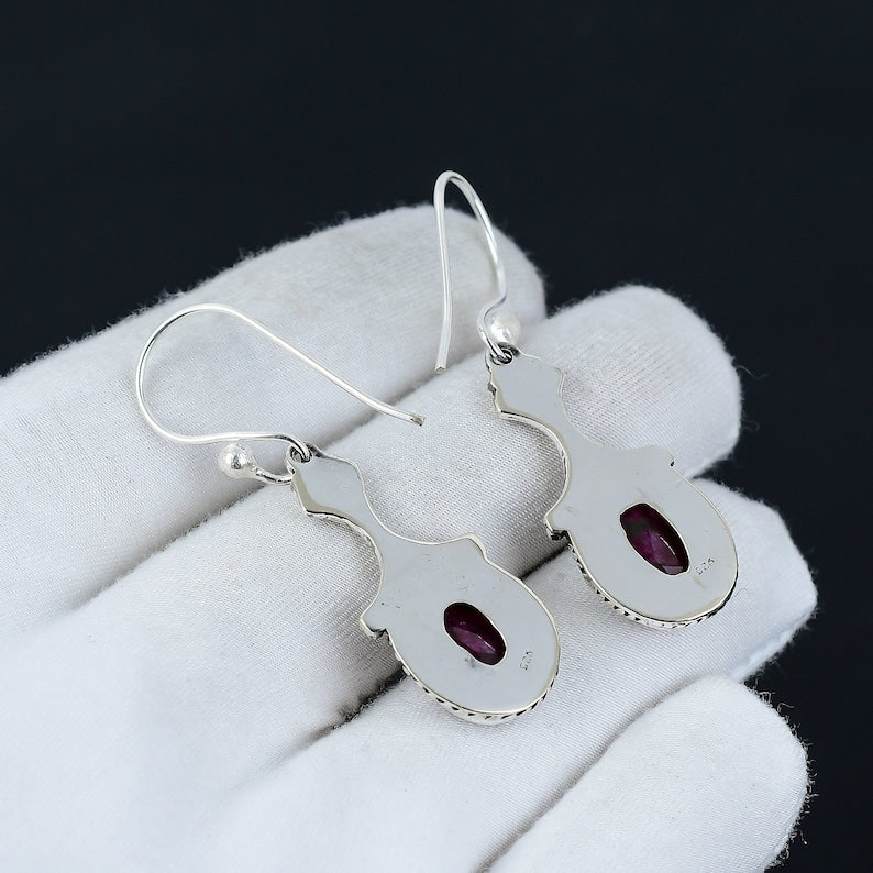 Ruby Earrings | 925 Sterling Silver | Handmade Red Gemstone Earrings | July Birthstone Jewelry