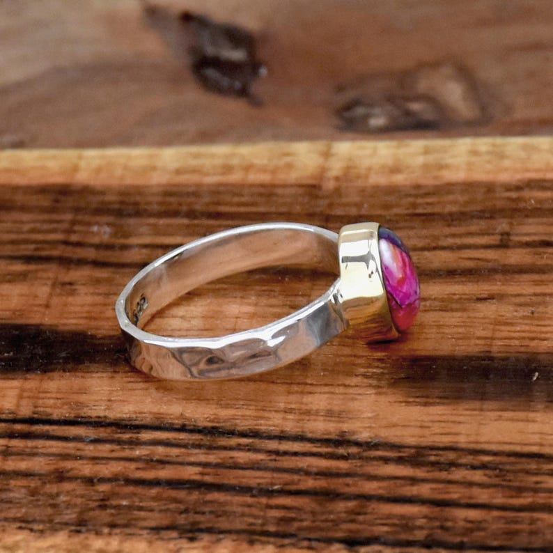 Pink Dahlia Turquoise Ring | 925 Sterling Silver Handmade Floral Gemstone Jewelry