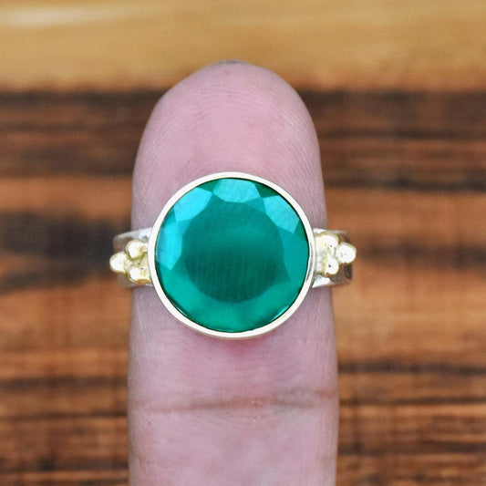 Green Onyx Ring | 925 Sterling Silver | Handmade Green Gemstone Ring | Dainty Boho Ring | Spiritual Healing Jewelry