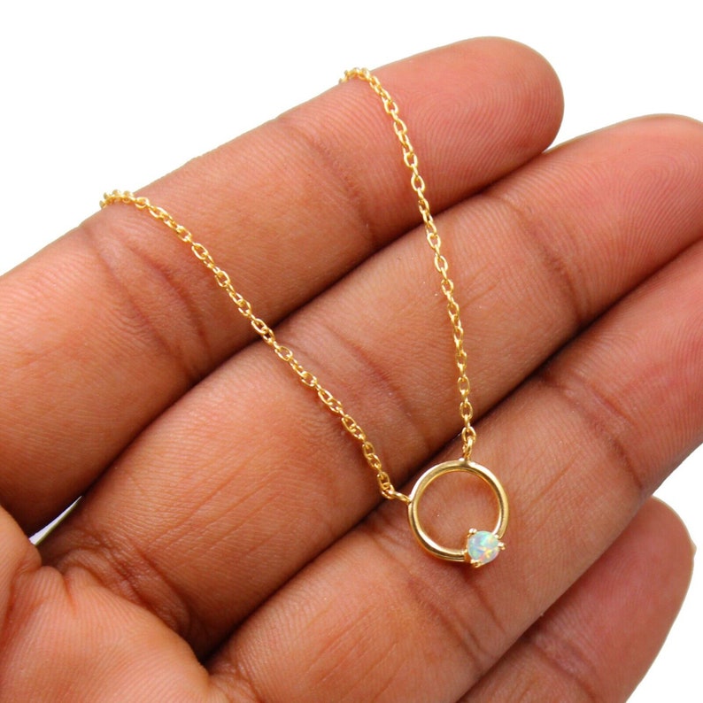 Ethiopian Opal Chain Pendant | 925 Sterling Silver Opal Necklace | October Birthstone Jewelry | Fire Opal Gemstone Pendant | Gift for Her