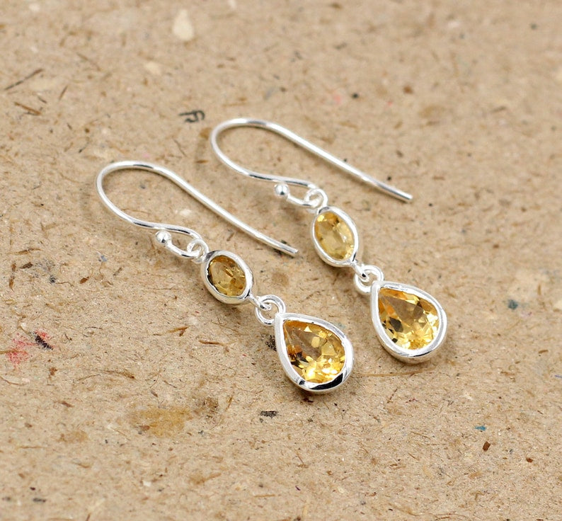 Citrine Jewelry Set | Necklace & Earring Set | 925 Sterling Silver | November Birthstone Gift | Handmade Gemstone Jewelry | Yellow Crystal Set for Her