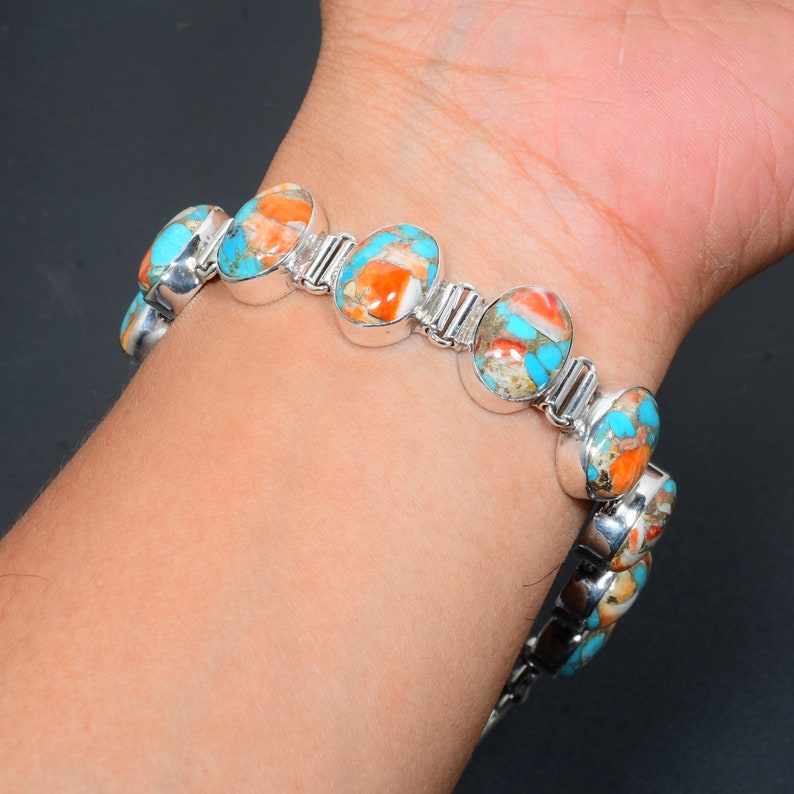 Oyster Copper Turquoise Bracelet | 925 Sterling Silver | Handmade Gemstone Jewelry | Southwestern Boho Bracelet