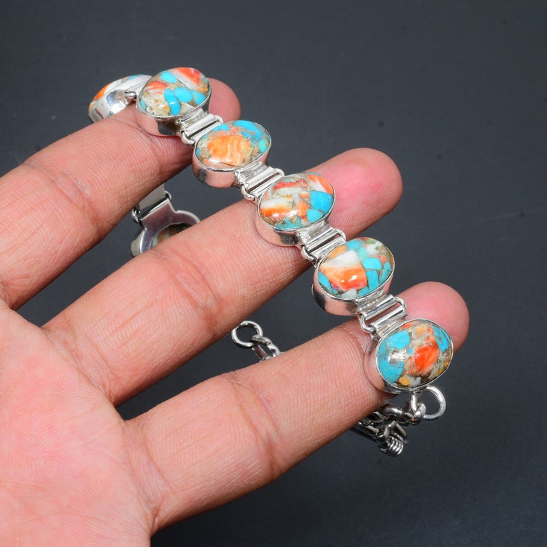 Oyster Copper Turquoise Bracelet | 925 Sterling Silver | Handmade Gemstone Jewelry | Southwestern Boho Bracelet