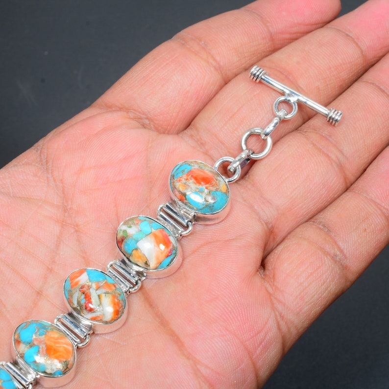 Oyster Copper Turquoise Bracelet | 925 Sterling Silver | Handmade Gemstone Jewelry | Southwestern Boho Bracelet
