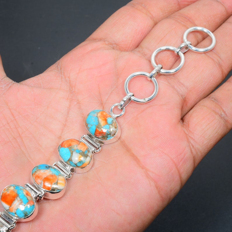 Oyster Copper Turquoise Bracelet | 925 Sterling Silver | Handmade Gemstone Jewelry | Southwestern Boho Bracelet