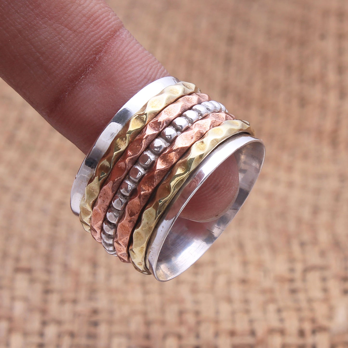 Five Band Spinner Ring | 925 Sterling Silver Meditation Ring | Handmade Fidget Ring