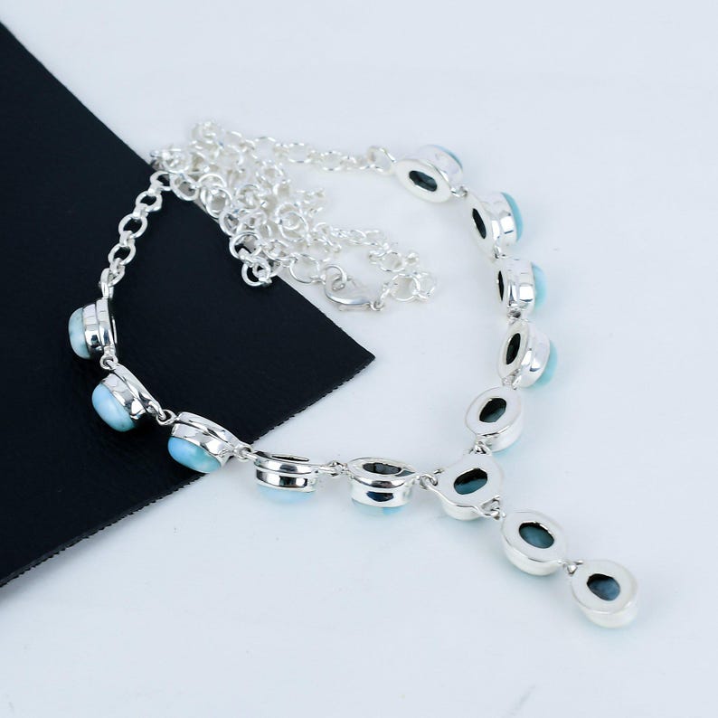 Dominican Larimar Necklace | 925 Sterling Silver Pendant | Handmade Caribbean Blue Gemstone Jewelry