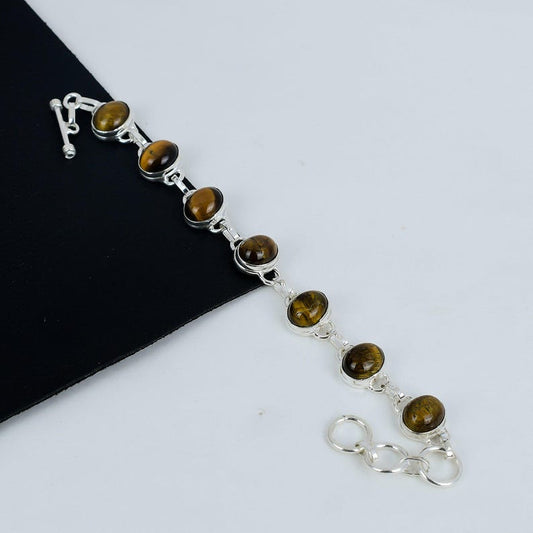 Tiger Eye Bracelet | 925 Sterling Silver | Handmade Natural Gemstone Bracelet | Men's & Women's Energy Healing Jewelry