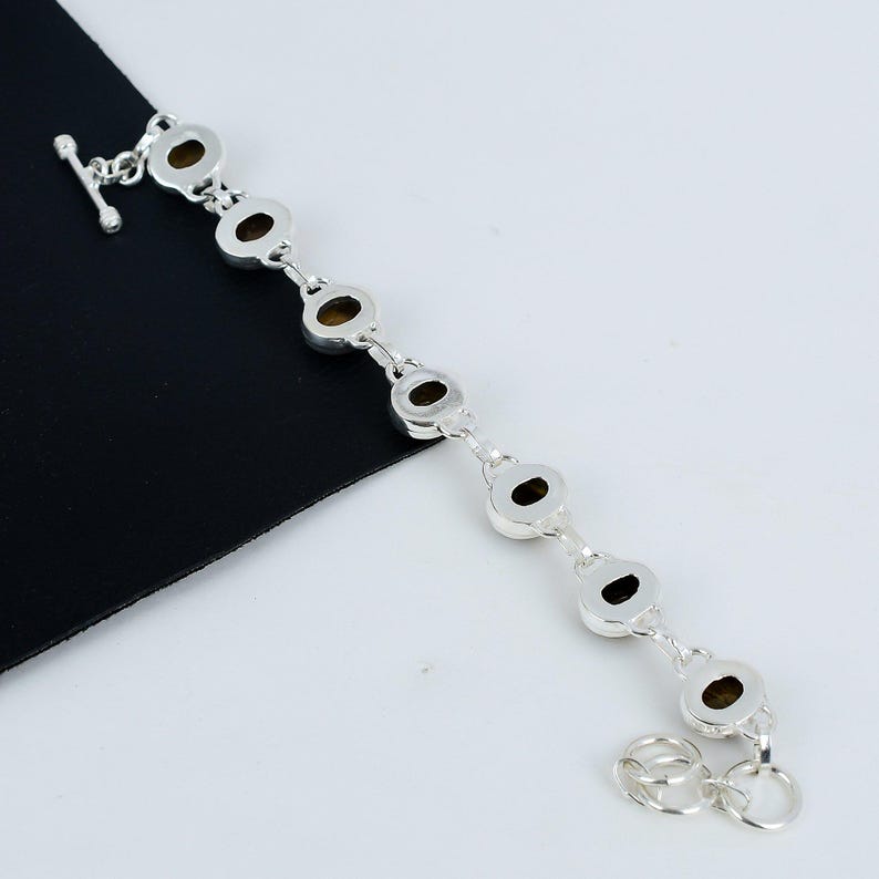 Tiger Eye Bracelet | 925 Sterling Silver | Handmade Natural Gemstone Bracelet | Men's & Women's Energy Healing Jewelry