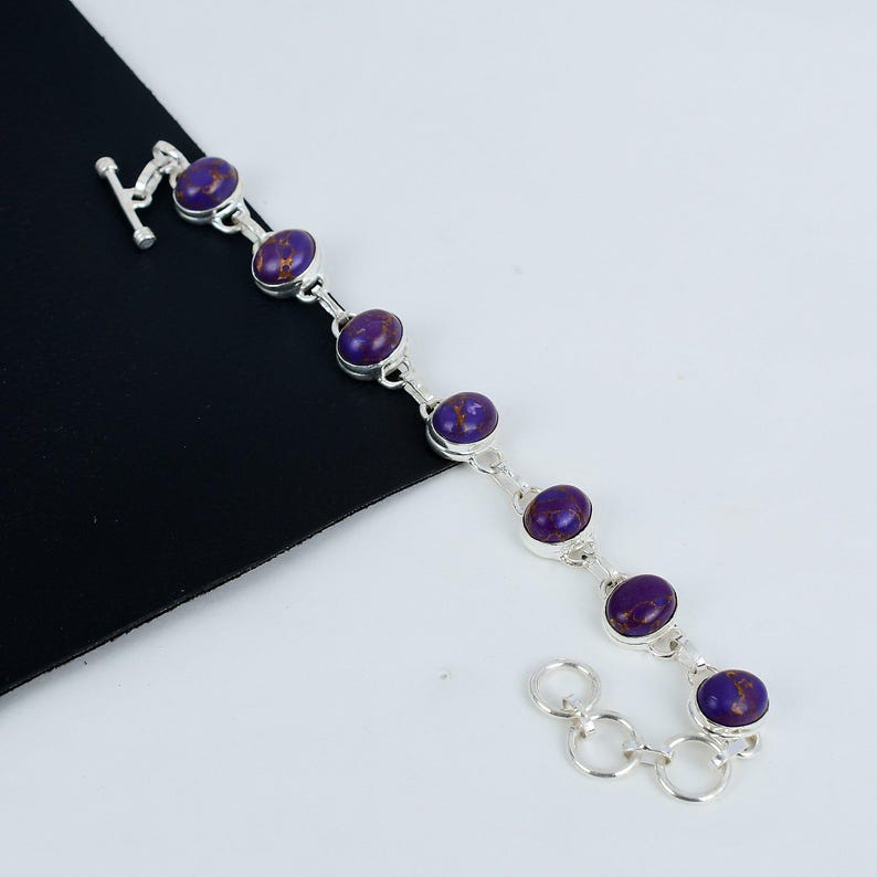 Amethyst Bracelet | 925 Sterling Silver | Handmade Purple Gemstone Jewelry | February Birthstone Bracelet