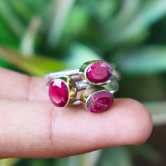 Ruby Gemstone Ring, 925 Sterling Silver, Handmade Ring, Classic Trendy Ring