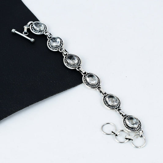 Crystal Quartz Bracelet | 925 Sterling Silver | Handmade Clear Quartz Healing Bracelet