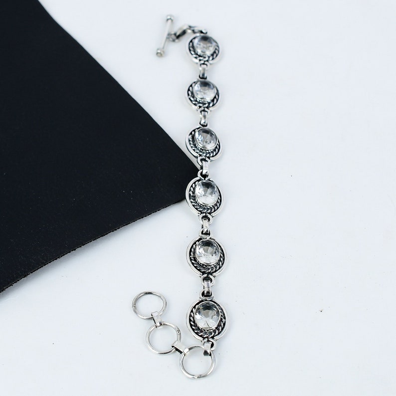 Crystal Quartz Bracelet | 925 Sterling Silver | Handmade Clear Quartz Healing Bracelet