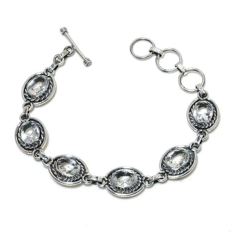 Crystal Quartz Bracelet | 925 Sterling Silver | Handmade Clear Quartz Healing Bracelet