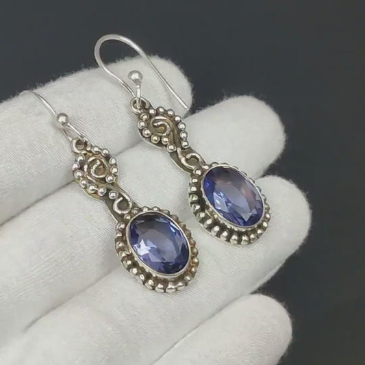 Amethyst Earrings | 925 Sterling Silver | Handmade Purple Gemstone Earrings | February Birthstone Jewelry