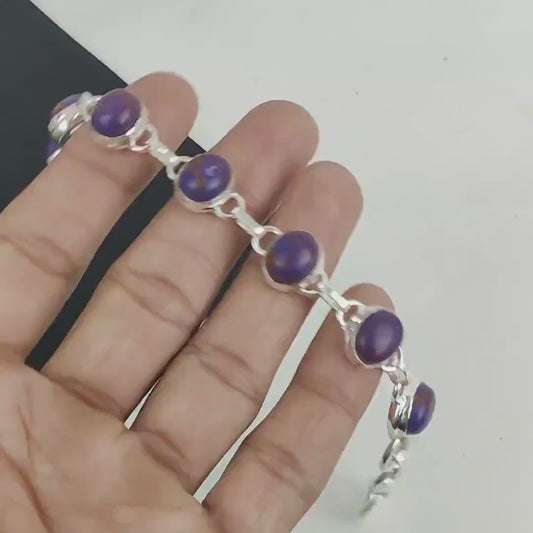 Amethyst Bracelet | 925 Sterling Silver | Handmade Purple Gemstone Jewelry | February Birthstone Bracelet