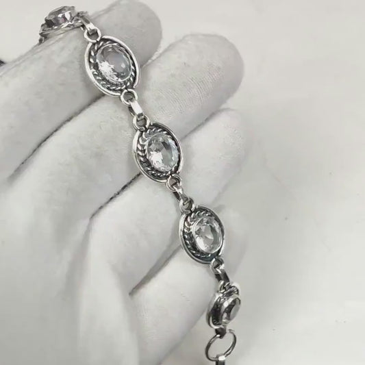 Crystal Quartz Bracelet | 925 Sterling Silver | Handmade Clear Quartz Healing Bracelet