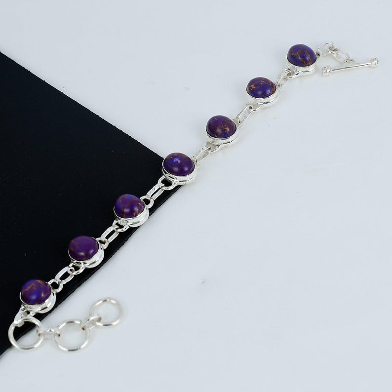 Amethyst Bracelet | 925 Sterling Silver | Handmade Purple Gemstone Jewelry | February Birthstone Bracelet